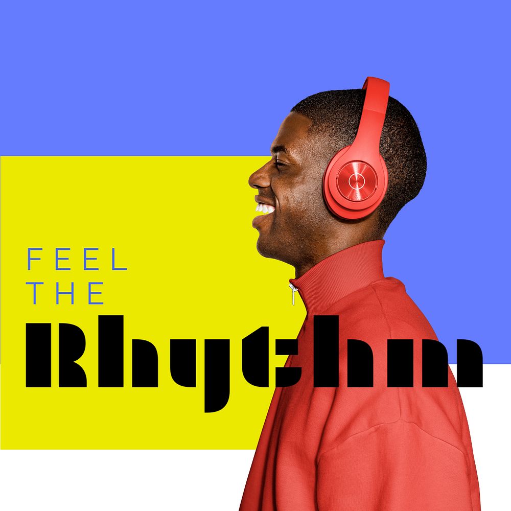 Music lover Facebook post template, colorful funky design