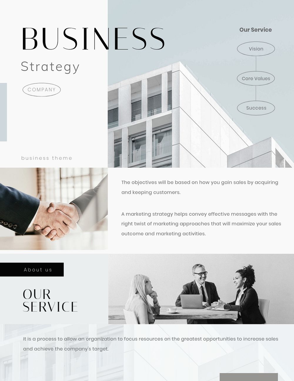 Business strategy flyer editable template, professional ad