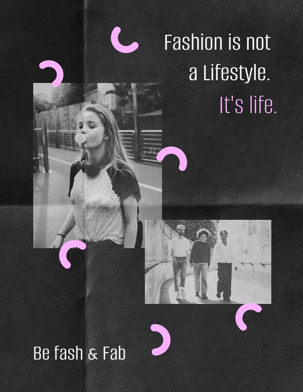 Fashion collage flyer editable template, cute memphis design