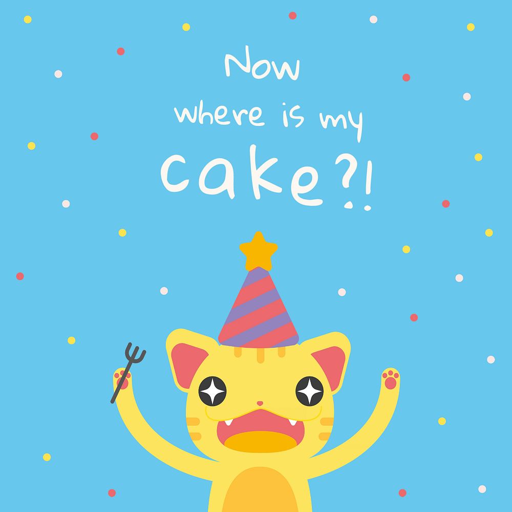 Cat birthday Facebook post template, cute design