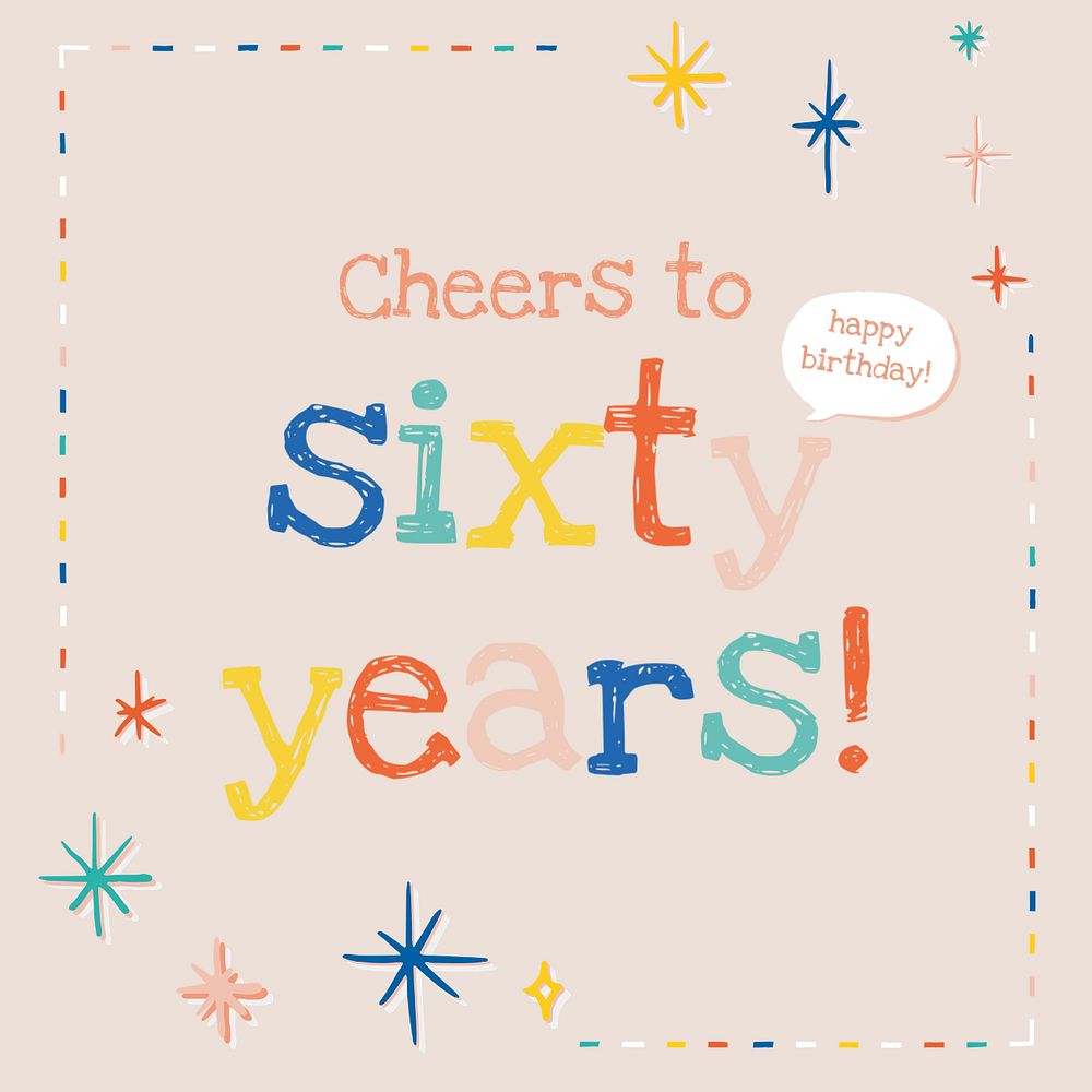 Sixty birthday Instagram post template, colorful design