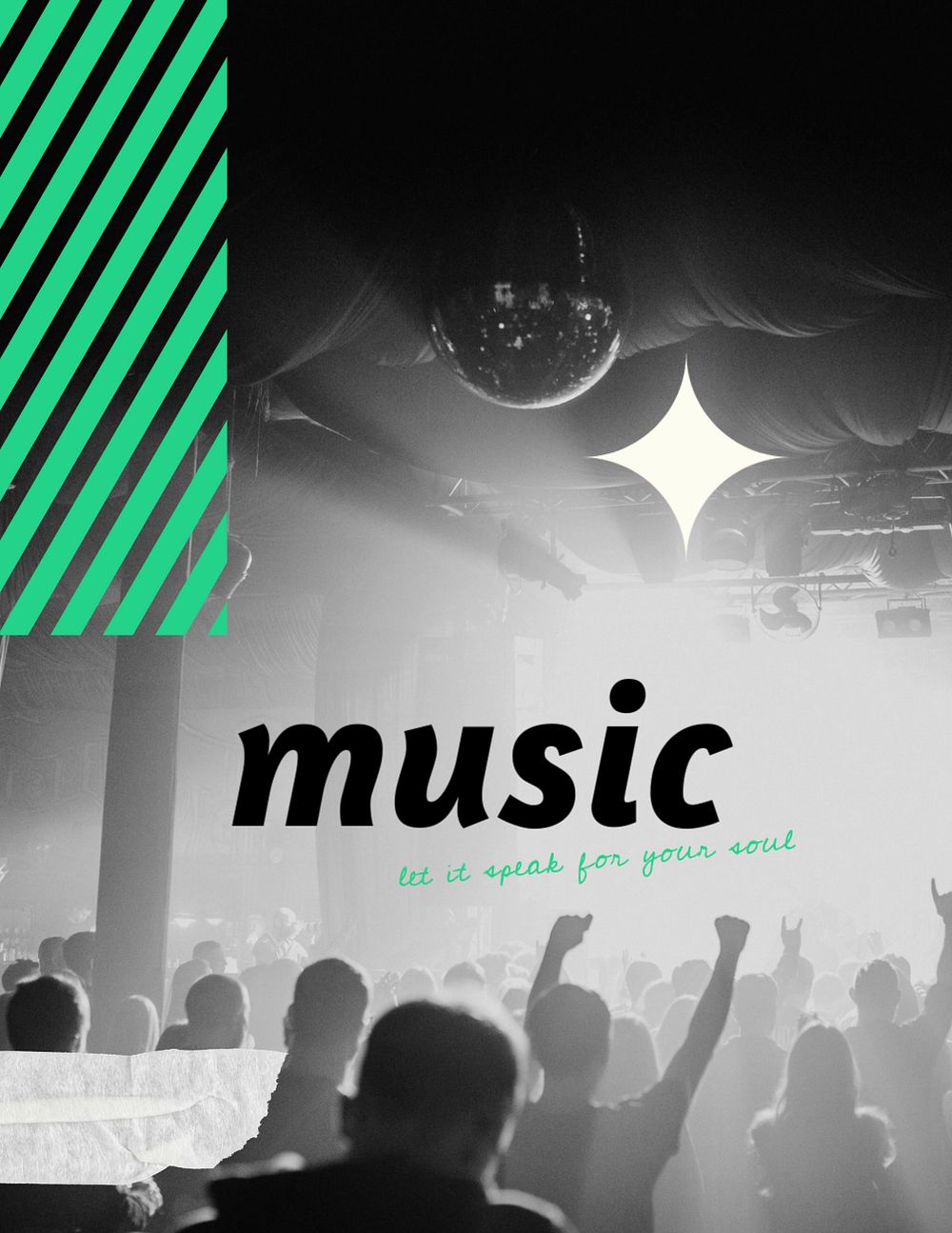 Music, concert flyer editable template, let it speak for your soul quote