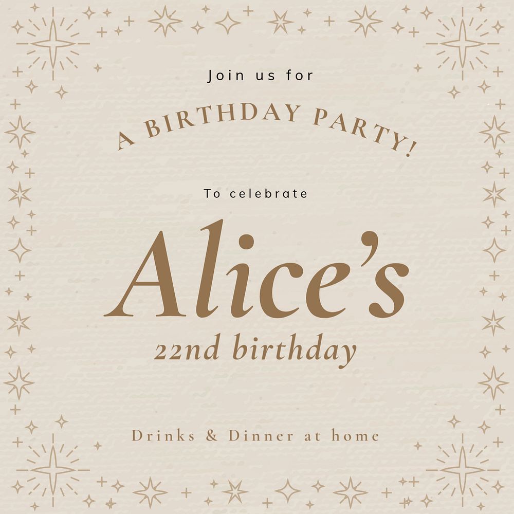 Aesthetic birthday Instagram post template, beige design