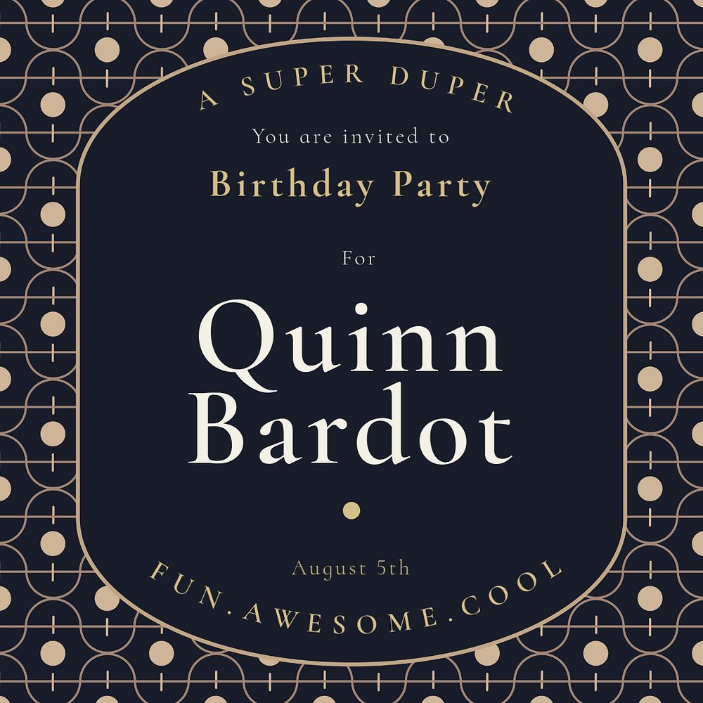 Birthday Instagram post template, art deco design