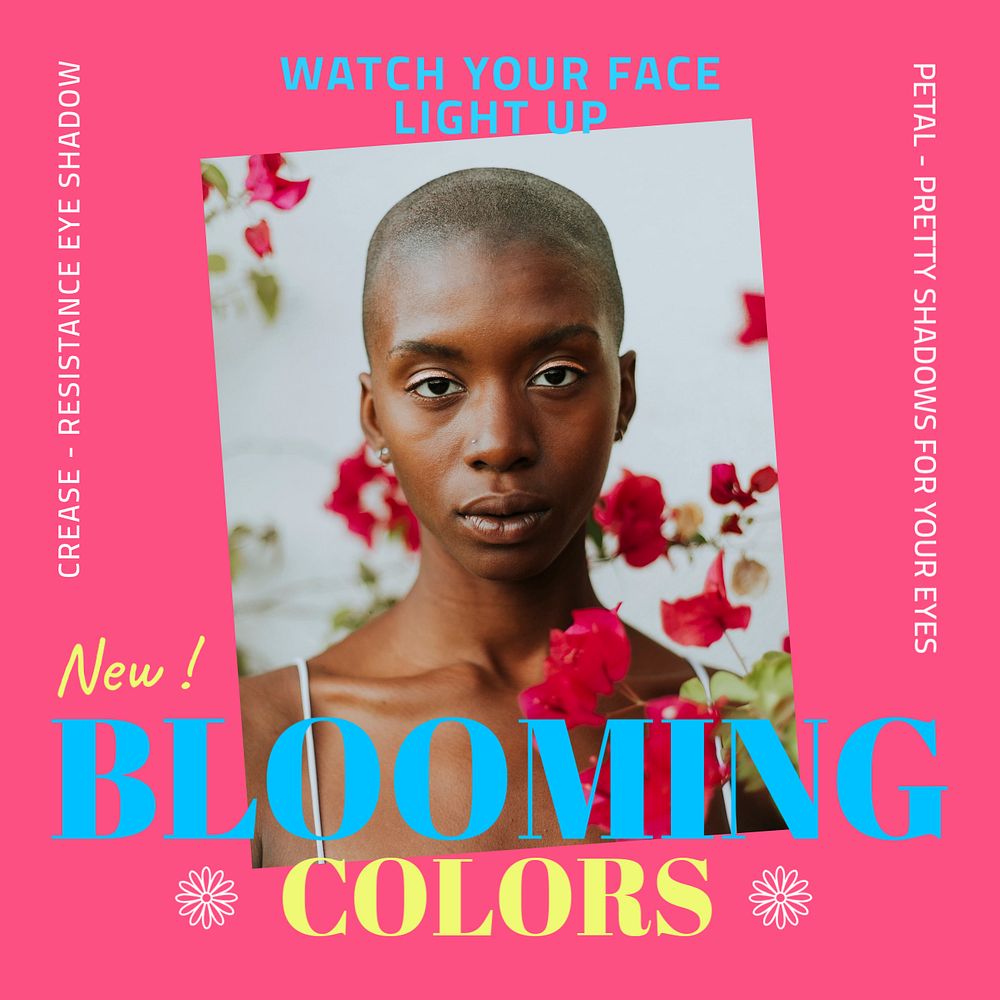 Hot pink Instagram post template, Spring aesthetic