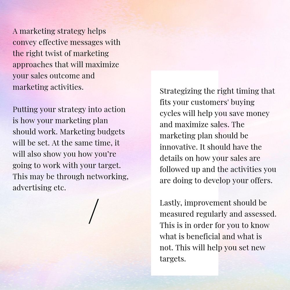 Marketing strategy Instagram ad template, gradient editable text