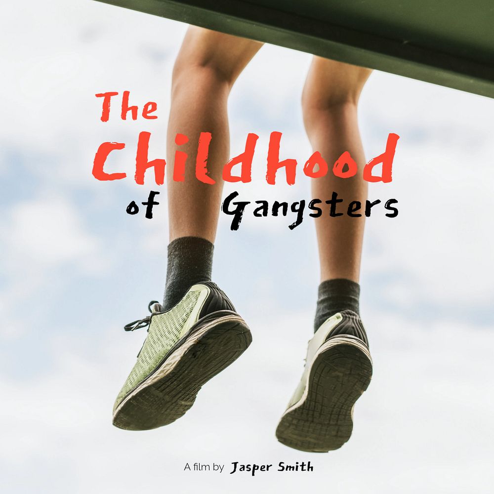 Childhood aesthetic Instagram post template, dangling feet with sneakers