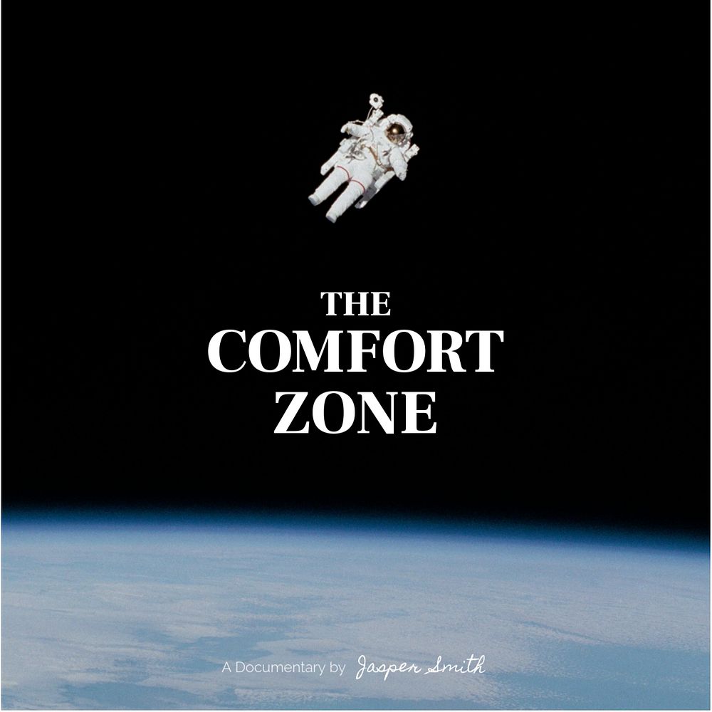 Outer space Instagram post template, astronaut, earth surface