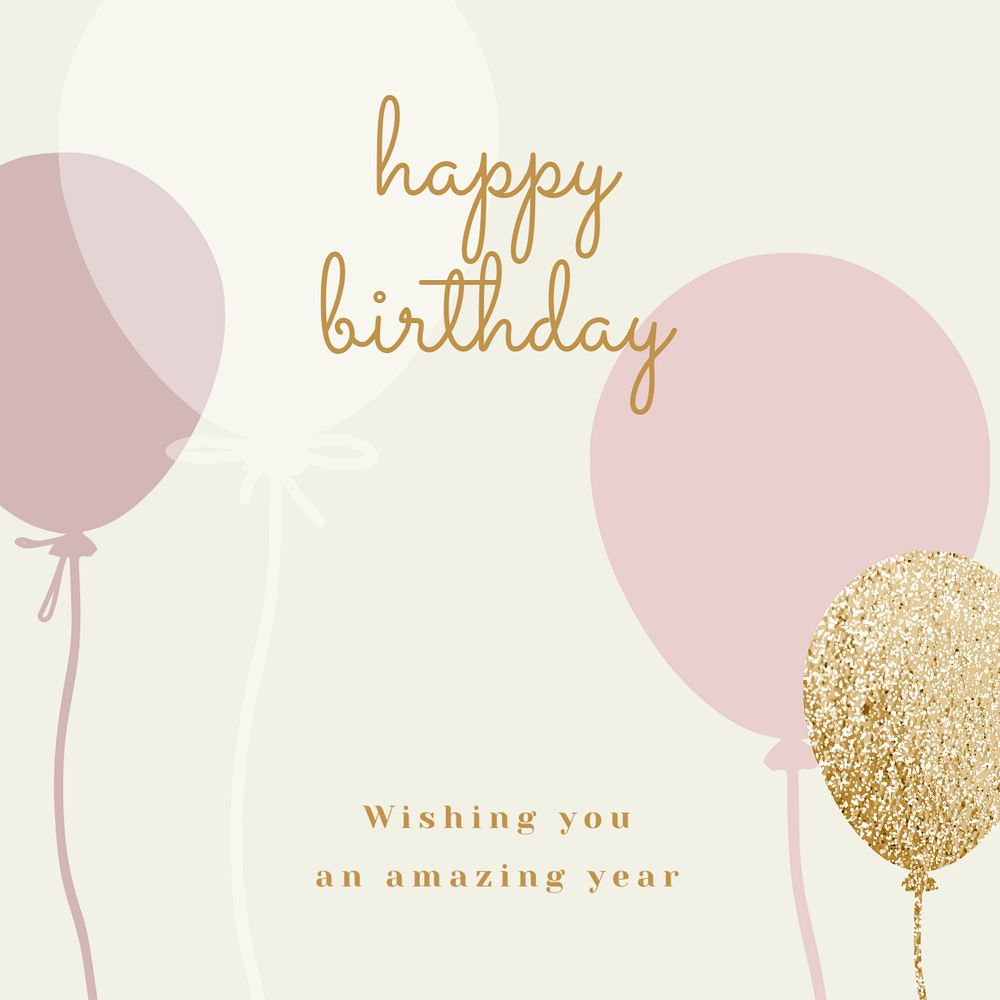 Aesthetic birthday Instagram post template, balloon design