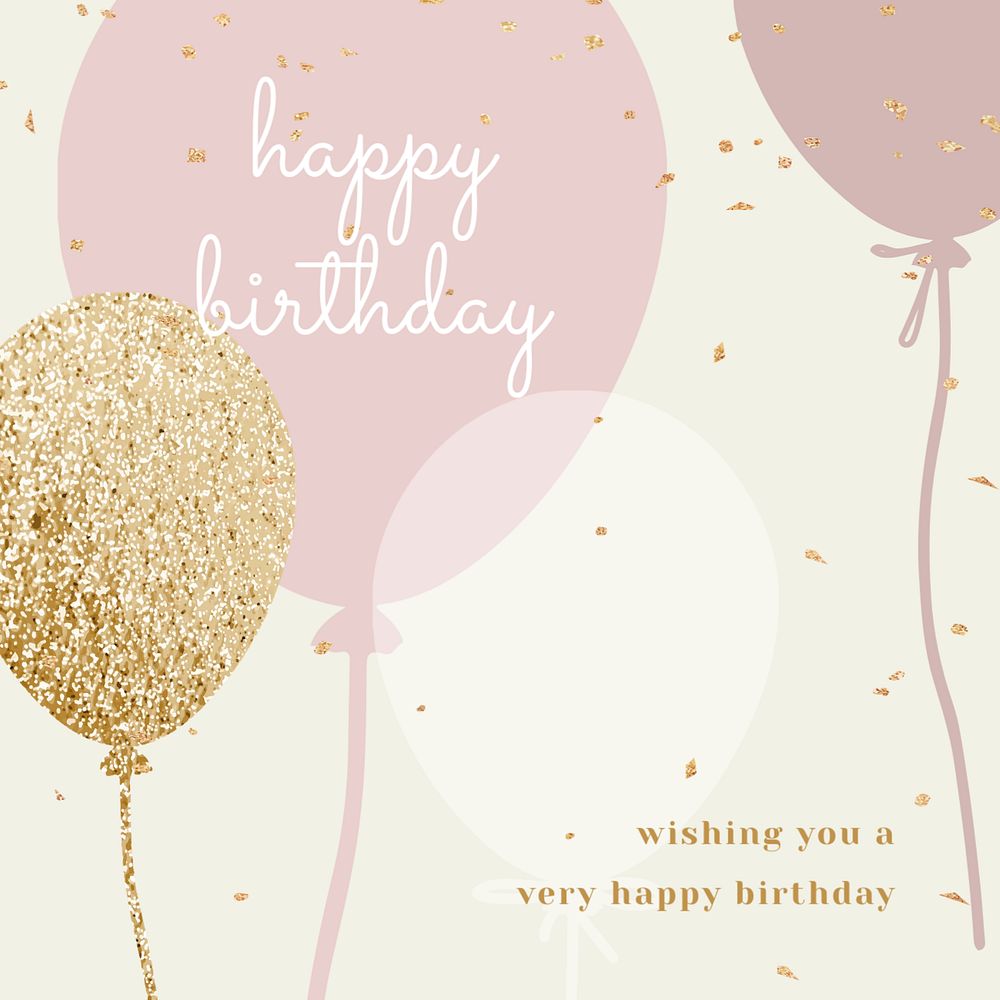 Aesthetic birthday Instagram post template, balloon design