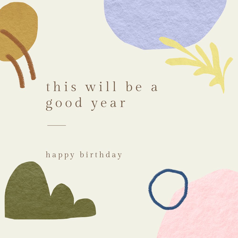 Aesthetic birthday Facebook post template, organic shape design