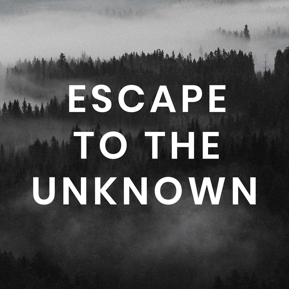 Travel quote Facebook post template, escape to the unknown