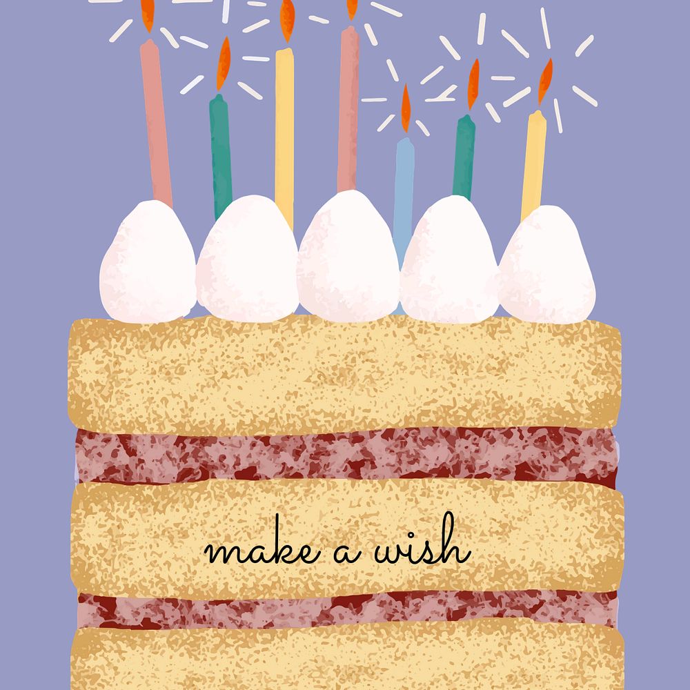 Birthday cake Facebook post template, cute design