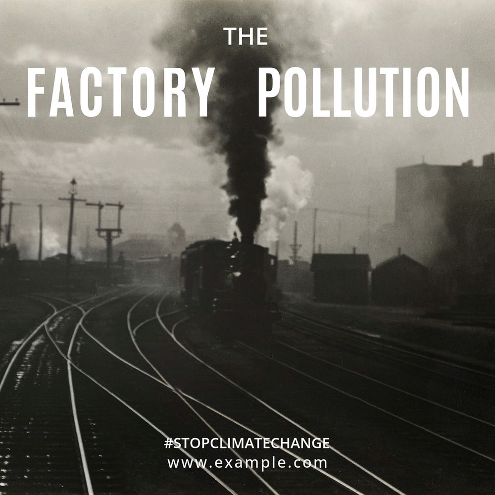 Factory pollution Facebook post template, rail logistics design 