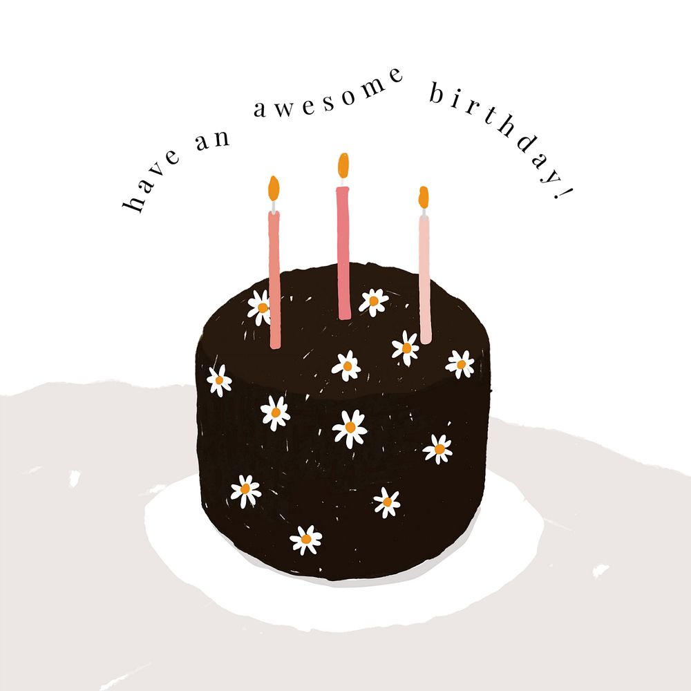Birthday cake Facebook post template, cute design