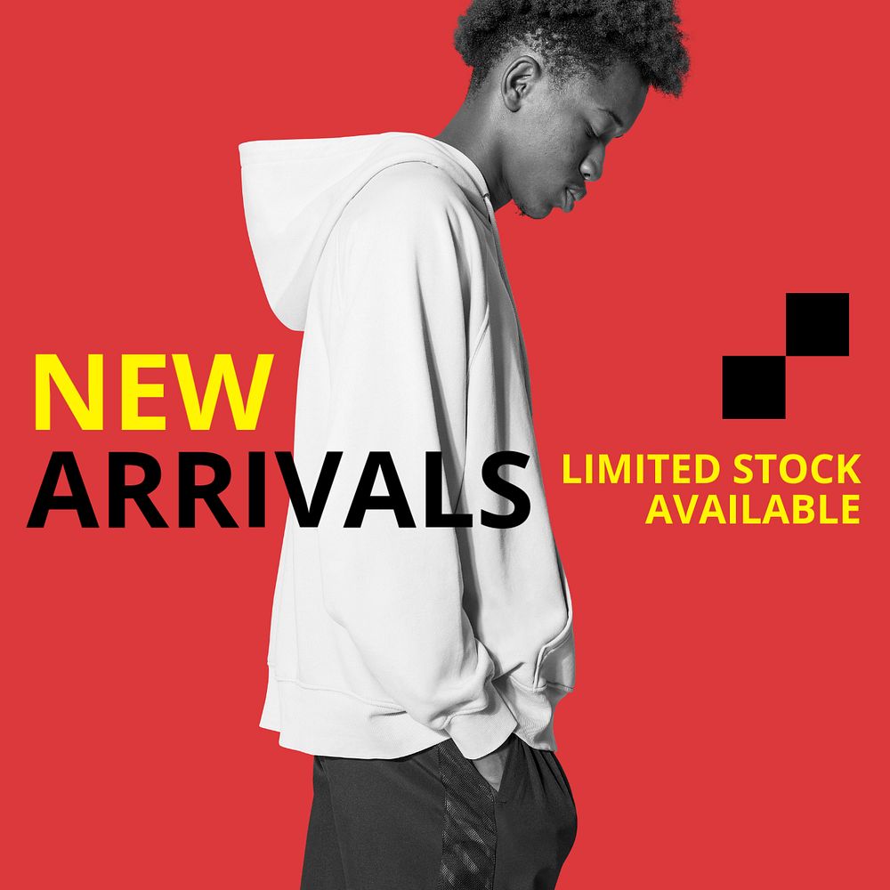 Men's fashion Facebook post template, red editable design
