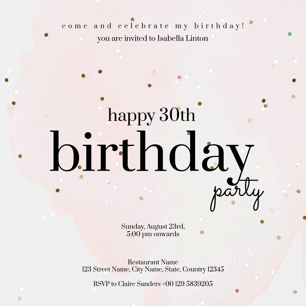 Aesthetic birthday Facebook post template, confetti design