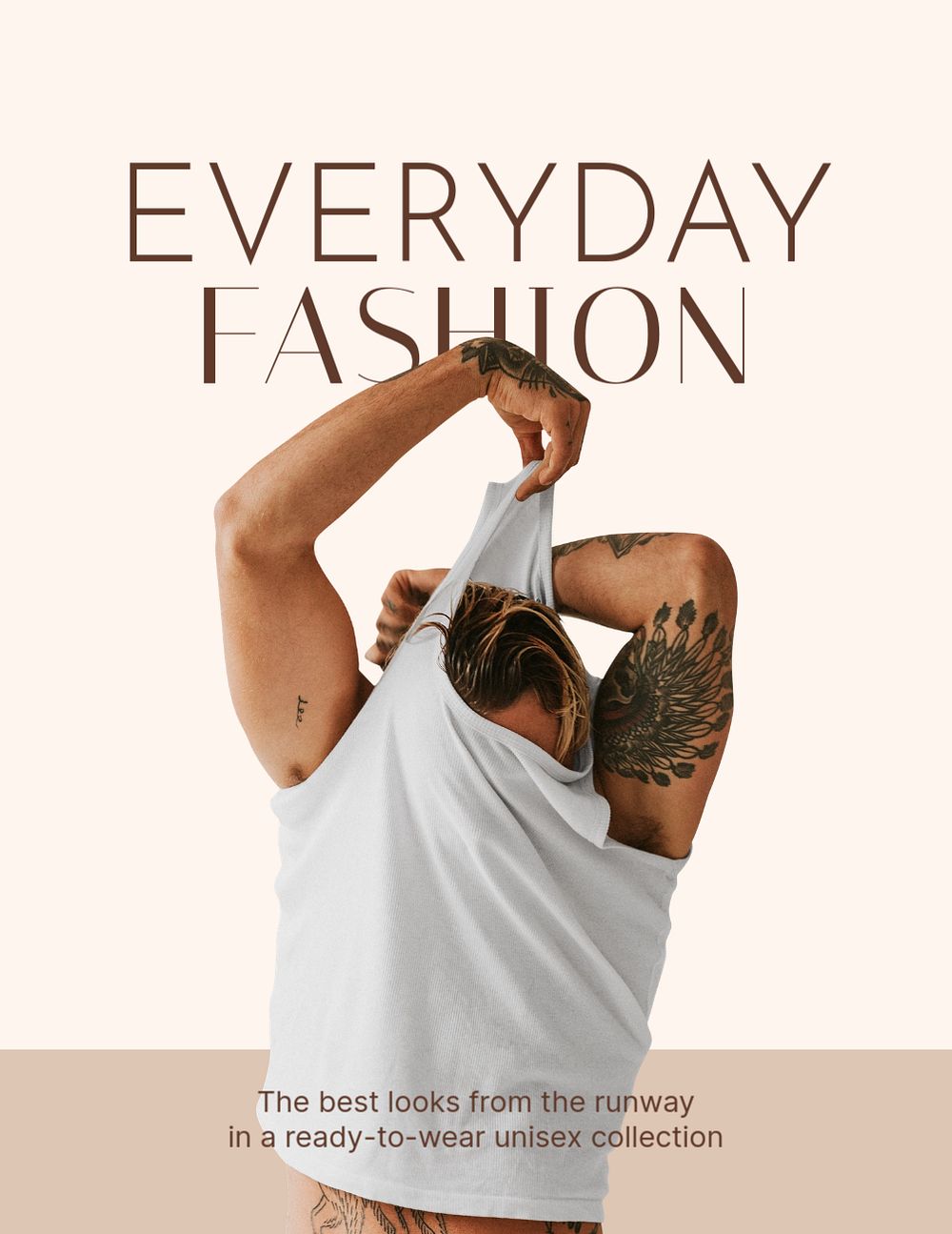 Men's fashion flyer editable template, beige design