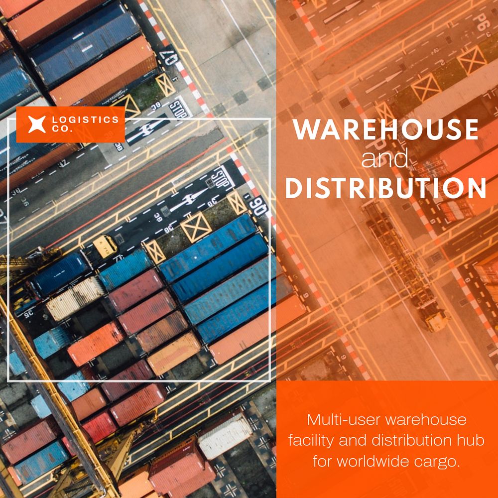 Logistics business Instagram ad template, industry editable design