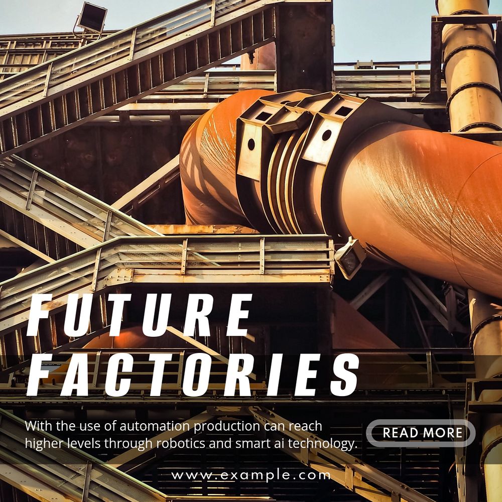 Smart factory Facebook post template, editable industry design 