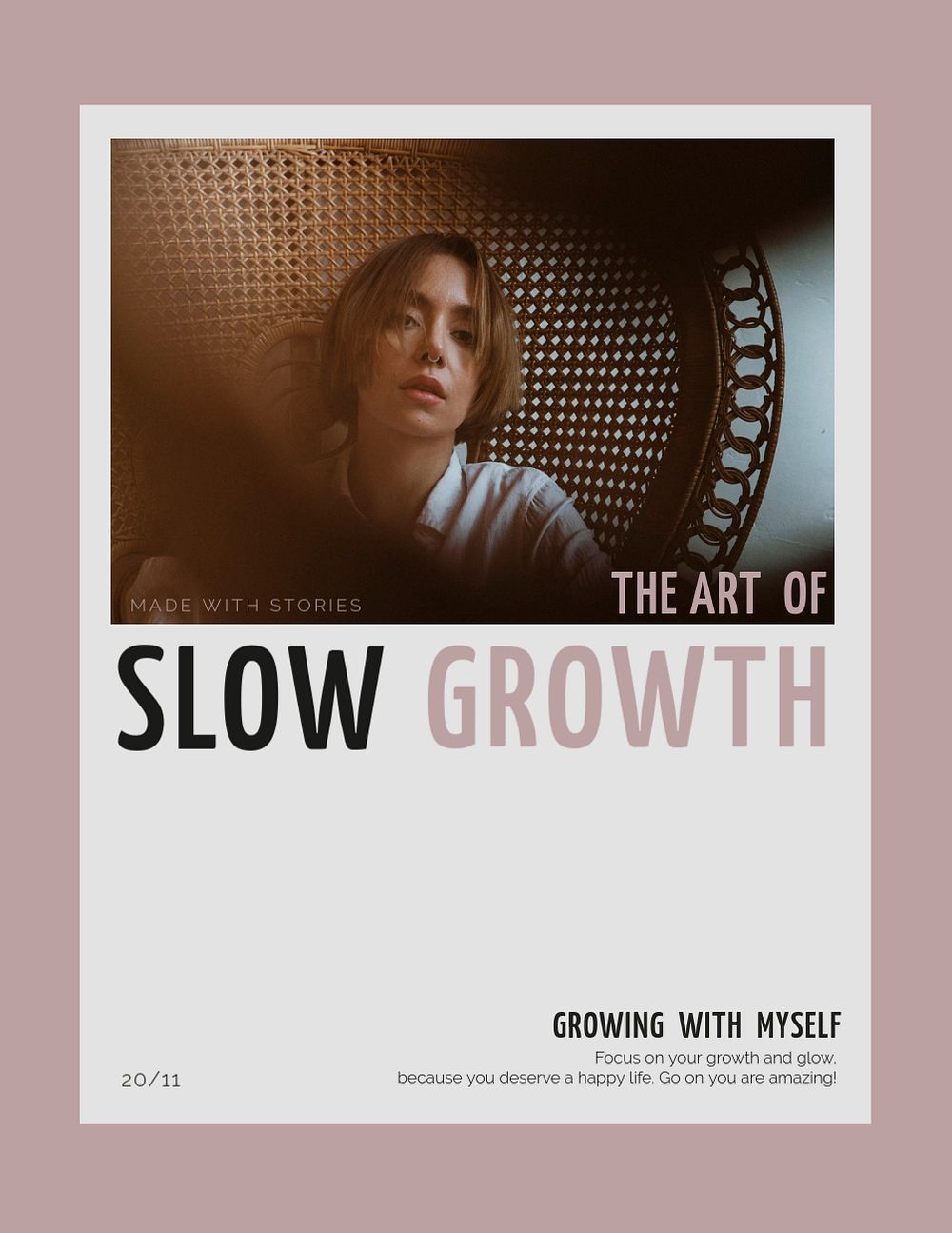 Pink aesthetic flyer editable template, slow growth text