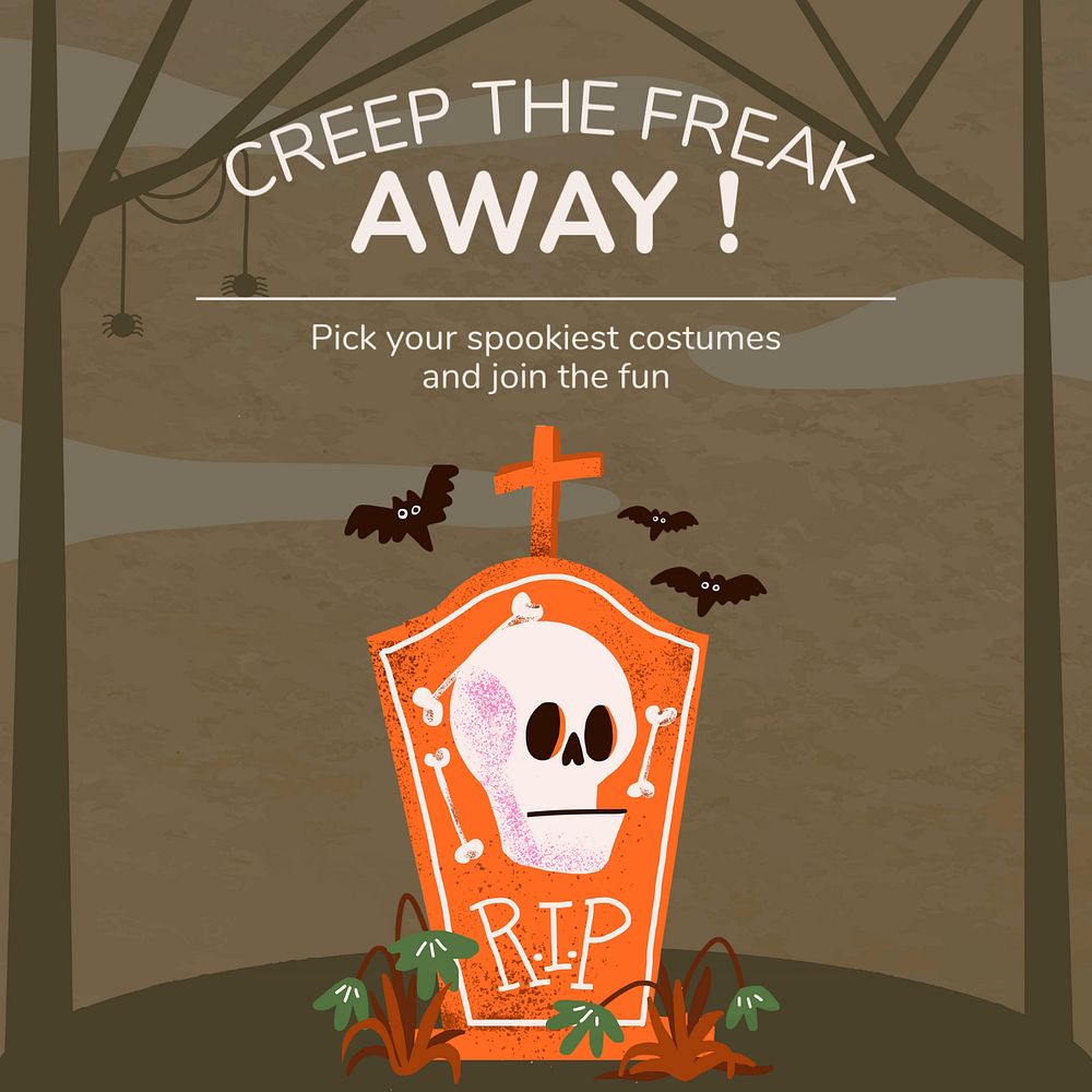 Halloween party Instagram post template, cute design