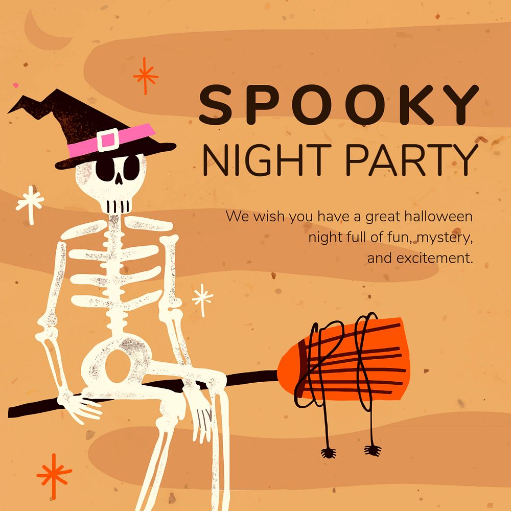 Halloween party Facebook post template, cute design