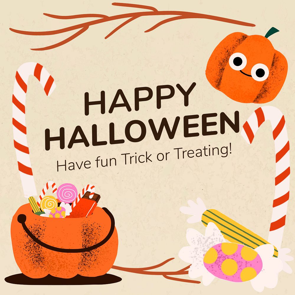 Happy Halloween Facebook post template, cute design