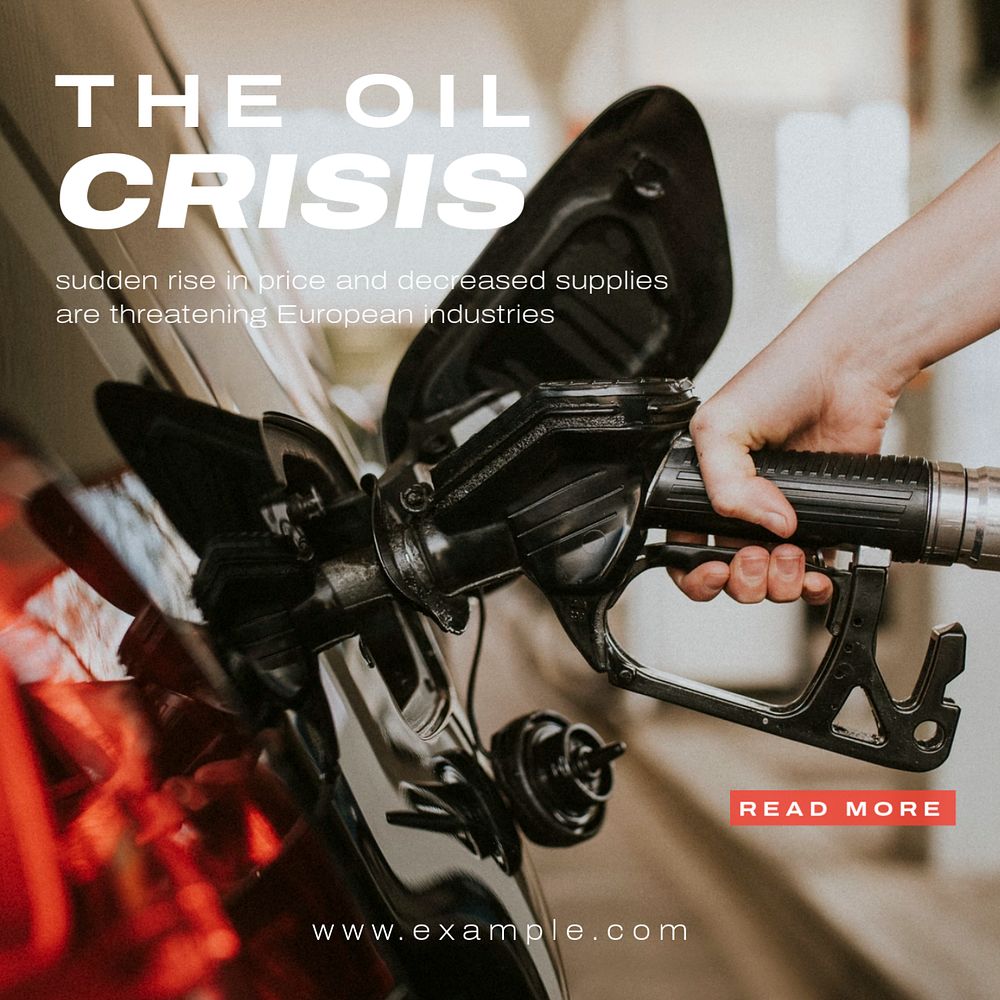 Oil crisis Instagram post template, upstream industry