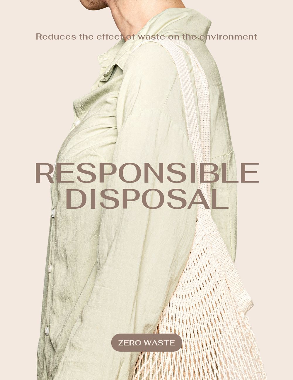 Responsible disposal flyer editable template, zero waste campaign