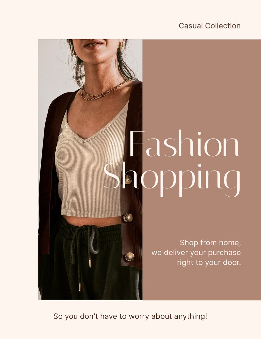 Casual fashion flyer editable template, earth tone design