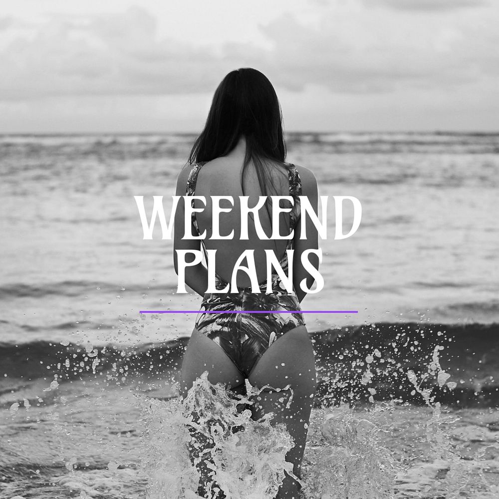 Beach travel Facebook post template, monochrome editable design