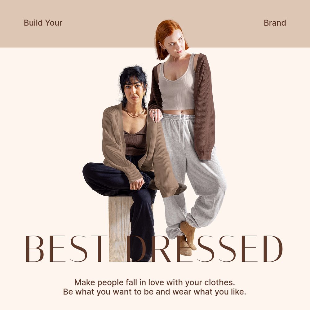 Women's loungewear Instagram post template, fashion ad