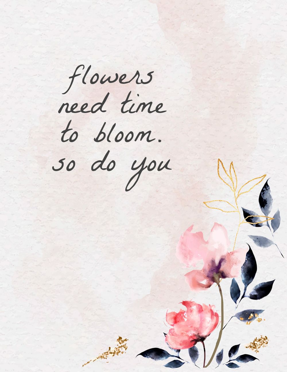Watercolor flowers flyer template, aesthetic editable text
