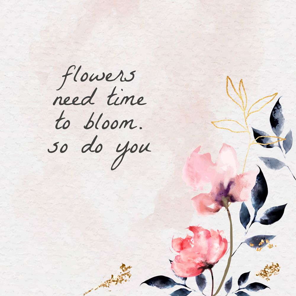 Watercolor flowers instagram post template, aesthetic editable text