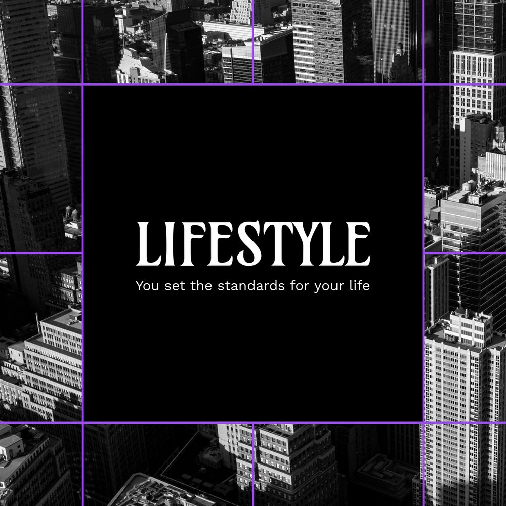 Urban lifestyle Facebook post template, monochrome editable design