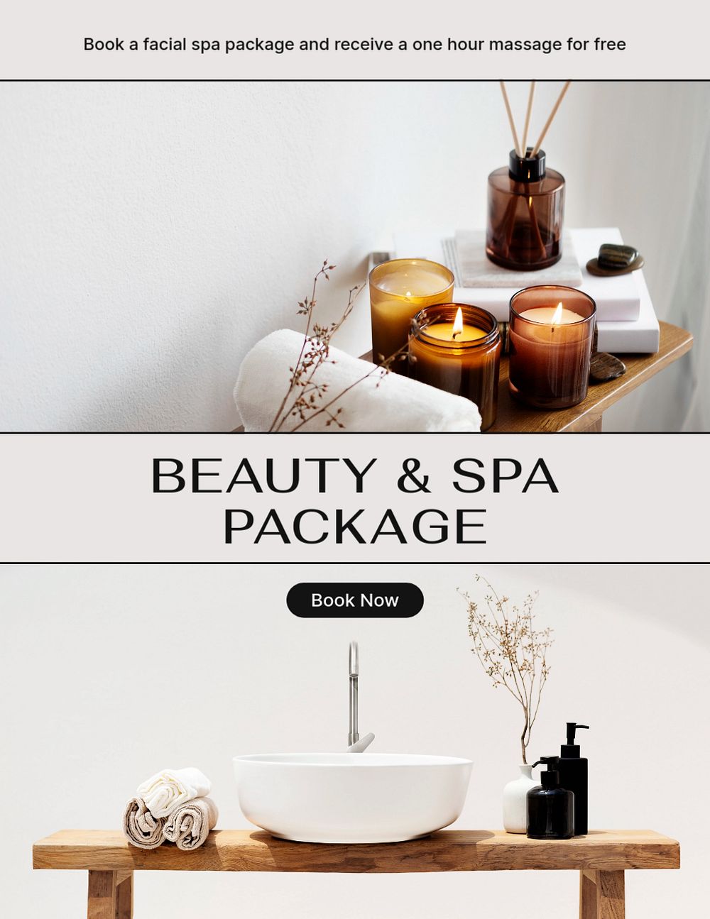 Beauty, spa flyer editable template, wellness business ad