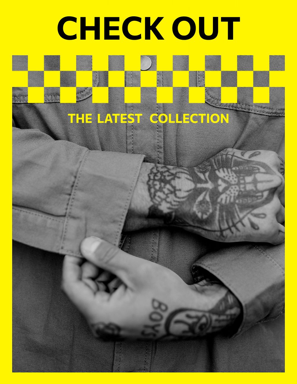 Male fashion flyer template, yellow editable design