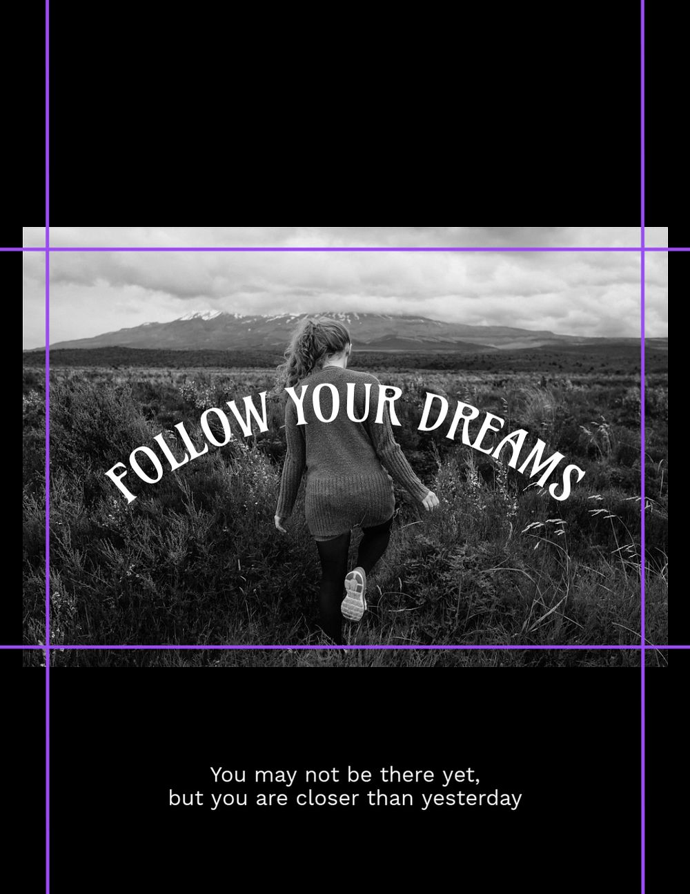 Motivational quote flyer template, monochrome editable design