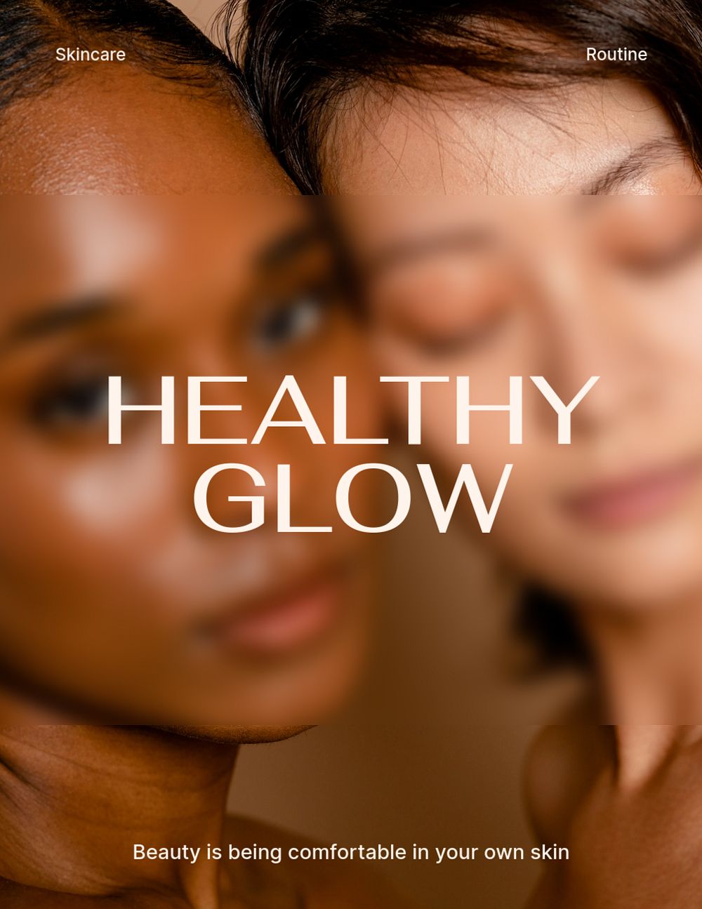 Glowy skin flyer editable template, skincare ad