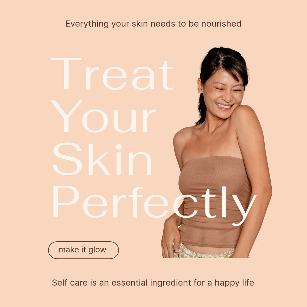 Peachy minimal Instagram post template, skincare ad