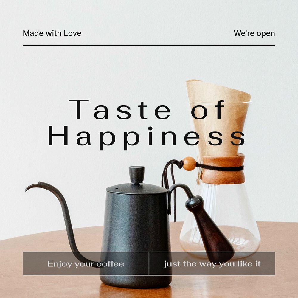 Cafe aesthetic Instagram post template, minimal design