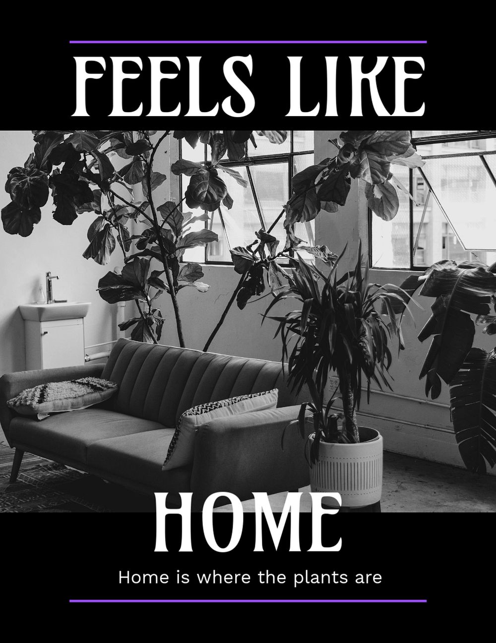 Home decoration flyer template, monochrome editable design