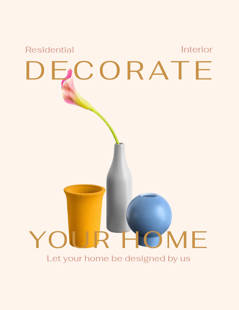 Home decoration flyer editable template, minimal design