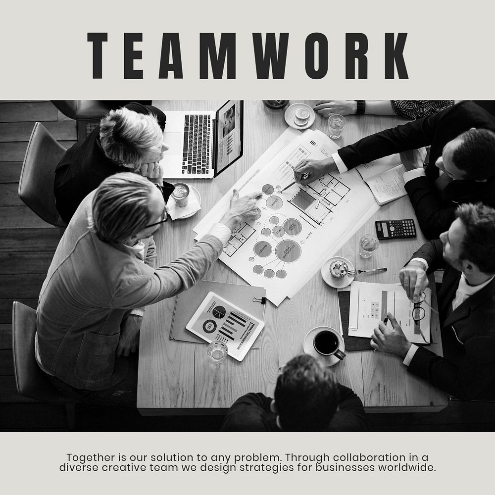 Business teamwork Instagram post template, meeting aesthetic