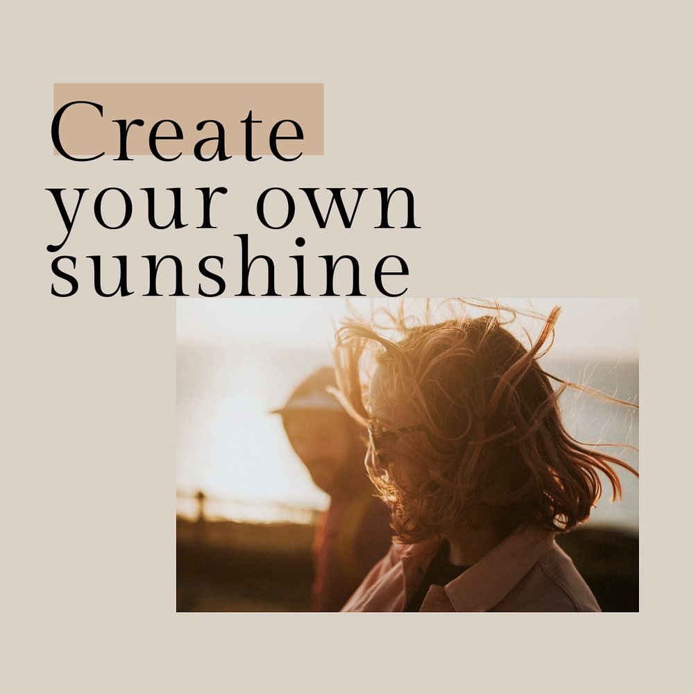 Summer minimal instagram post template, aesthetic quote, editable text
