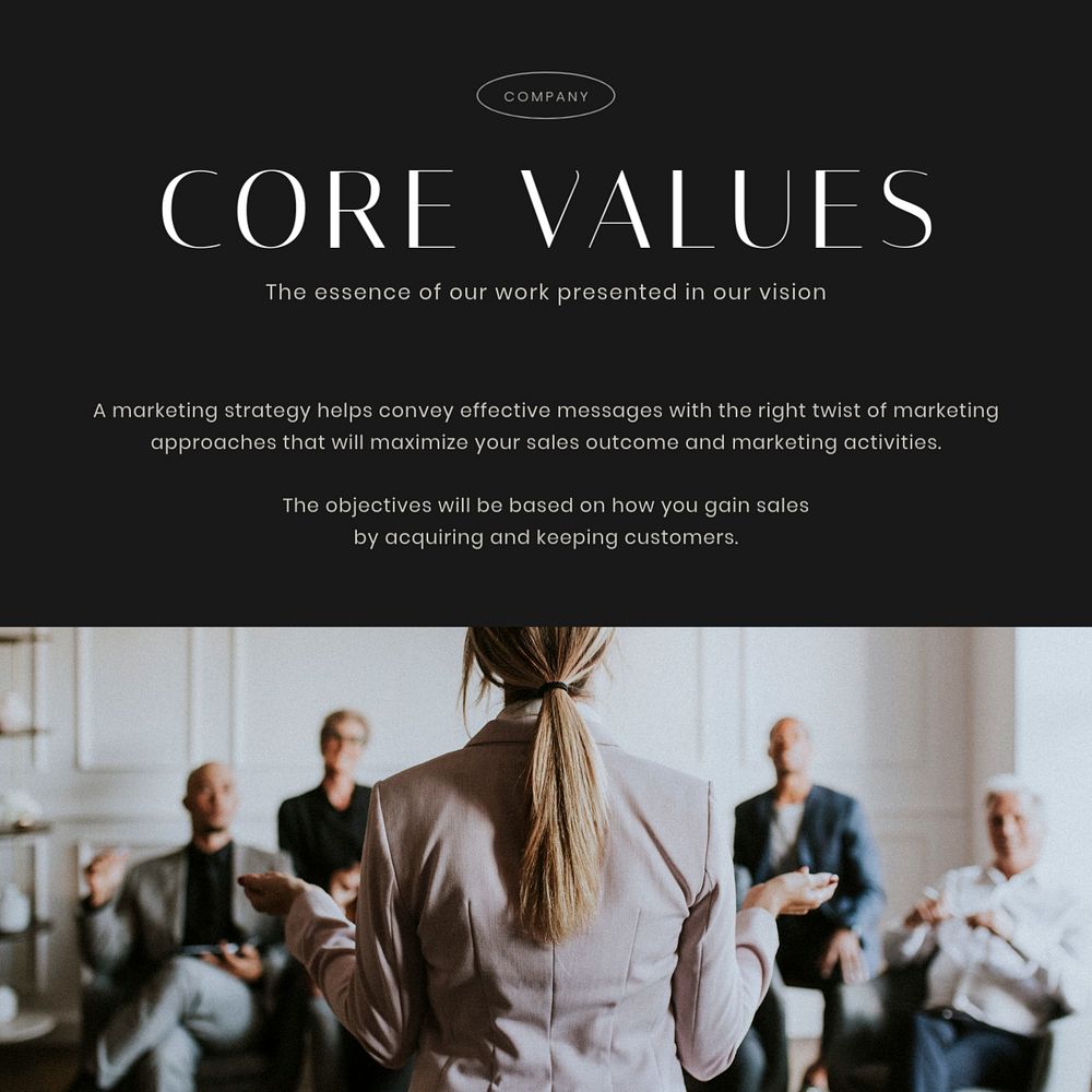 Business values Instagram post template, professional design