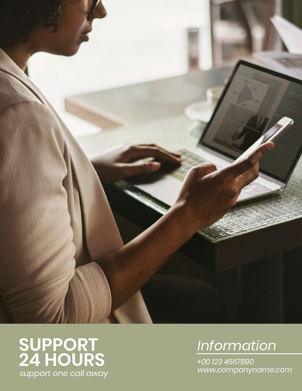 Business support flyer editable template, customer service 
