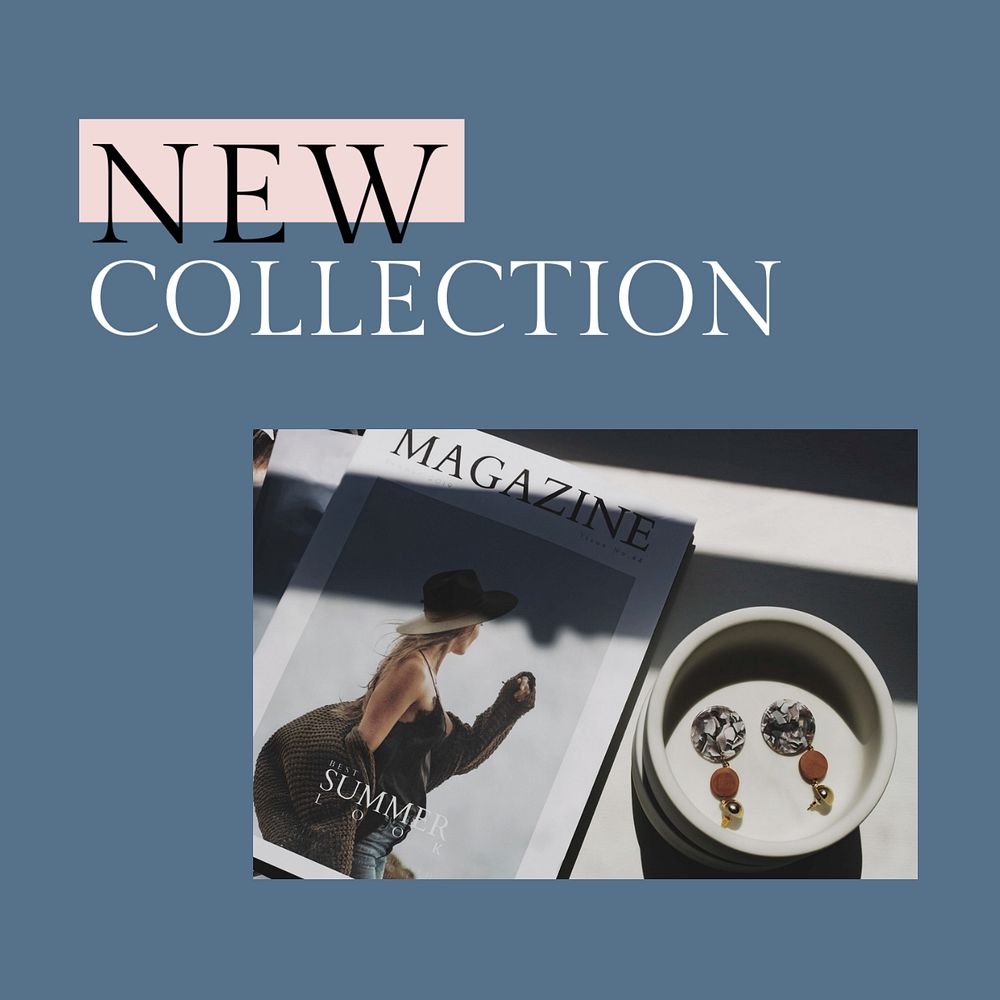 New collection Instagram post template, fashion branding ad