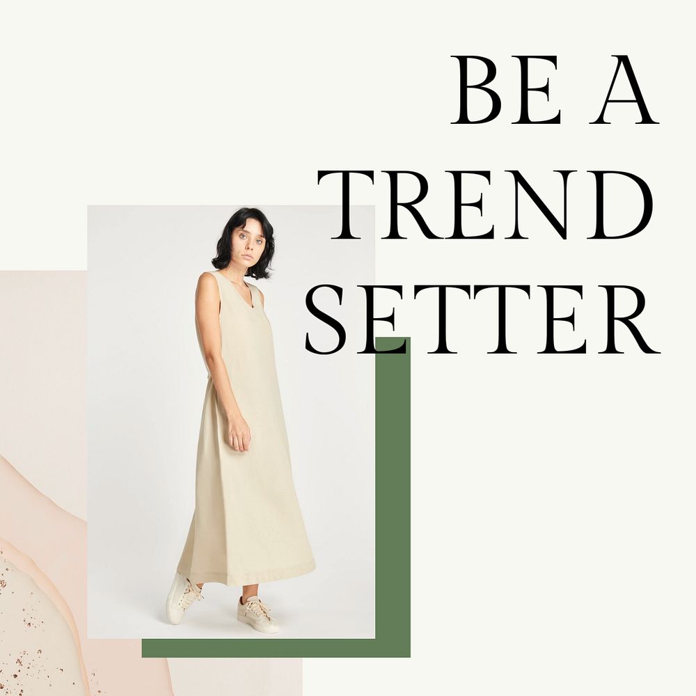 Fashion minimal instagram post template, beige aesthetic, editable text